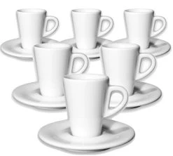 6 Tasses Expresso Et Sous-tasses 7 Cl Porcelaine Speciale Degustazione - Ancap