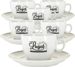 6 Tasses Cappuccino Et Sous-tasses Porcelaine - 17.5 Cl - Cafés Lugat