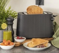 Grille-pain électrique - 2 Fentes - Noir Plissé- Alessi -Vente De Café alessi grille pain plisse noir lifestyle