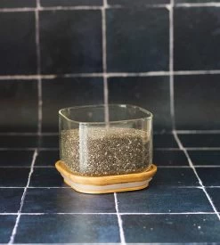 Boîte De Conservation Carrée - PEBBLY - En Verre Et Bambou - 500ml -Vente De Café boite 500ml pebbly lifestyle