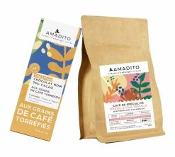 Pack Café En Grain & Chocolat 70 % Cacao (grains De Café Torréfiés) - AMADITO