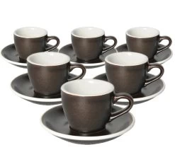 6 Tasses Espresso Et Sous-tasses Egg 8cl Gunpowder - Loveramics
