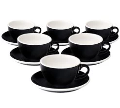 6 Tasses Cappuccino Et Sous-tasses Egg 20 Cl Black - Loveramics