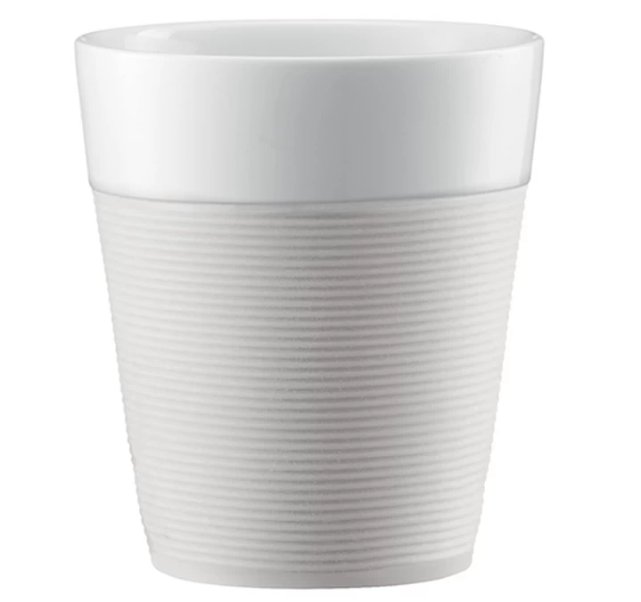 Tasses BODUM - Bistro En Porcelaine Avec Bande Silicone Blanche 2x30cl 2 Tasses BODUM - Bistro En Porcelaine Avec Bande Silicone Blanche 2x30cl – Image 2