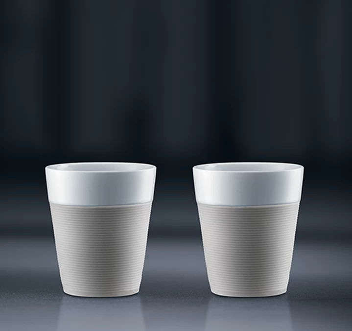Tasses BODUM - Bistro En Porcelaine Avec Bande Silicone Blanche 2x30cl 3 Tasses BODUM - Bistro En Porcelaine Avec Bande Silicone Blanche 2x30cl – Image 3