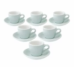 6 Tasses Espresso Et Sous-tasses Egg 8 Cl River Blue - Loveramics