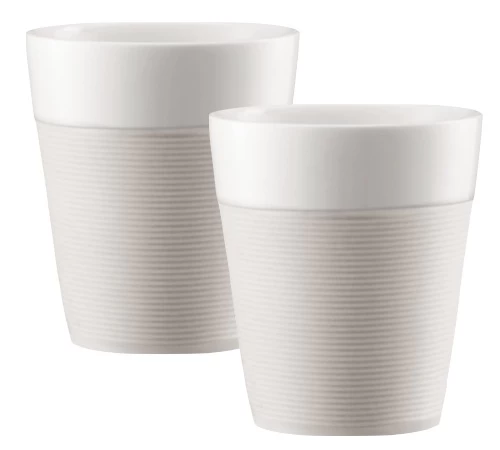Tasses BODUM - Bistro En Porcelaine Avec Bande Silicone Blanche 2x30cl 1 Tasses BODUM - Bistro En Porcelaine Avec Bande Silicone Blanche 2x30cl
