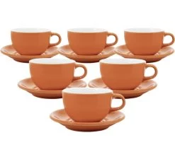 Tasses - ORIGAMI - Tasses Et Sous Tasses Latte Bowl Orange 19cl X6