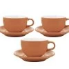 3 Tasses Et Sous Tasses Latte Bowl 19 Cl Orange - ORIGAMI