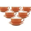 Tasses - ORIGAMI - Tasses Et Sous Tasses Latte Bowl Orange 25cl X6