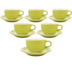 6 Tasses Et Sous Tasses Latte Bowl Origami 19 Cl - Vert