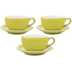 3 Tasses Et Sous Tasses Latte Bowl 25 Cl Vert - ORIGAMI