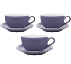 3 Tasses Et Sous Tasses Latte Bowl 25 Cl Violet - ORIGAMI
