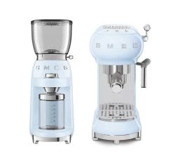 Set Petit-Déjeuner Machine Expresso ECF01PBEU Et Moulin à Café CGF01PBEU Bleu Azur - SMEG