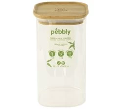 Boîte De Conservation Carrée - En Verre Et Bambou 1.4L - PEBBLY