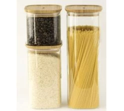 Boîte De Conservation Carrée - En Verre Et Bambou 800ml - PEBBLY -Vente De Café pebbly boite
