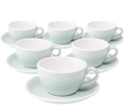 6 Tasses Cappuccino Et Sous-tasses Egg 20 Cl River Blue - Loveramics