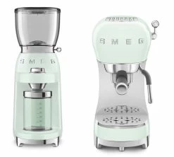 Set Petit-Déjeuner Machine Expresso ECF01PGEU Et Moulin à Café CGF01PGEU Vert D'eau - SMEG