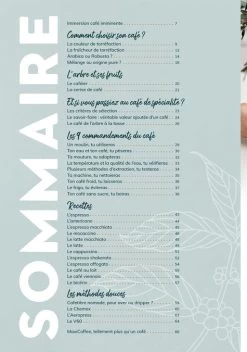 Livre "Les Secrets Du Café" - MAXICOFFEE -Vente De Café sommaire livre